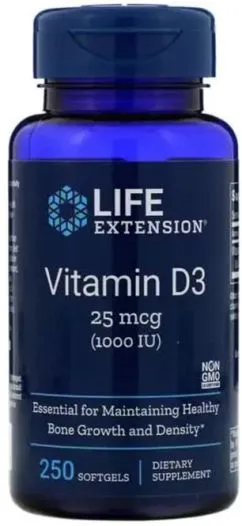 Витамин D3, Vitamin D3, Life Extension, 25 мкг (1000 МЕ), 250 гелевых капсул (737870175124)