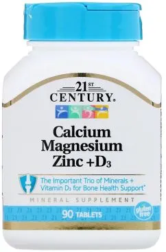 Вітаміни 21st Century Кальцій магній цинк + D3 90 таблеток (740985222638)