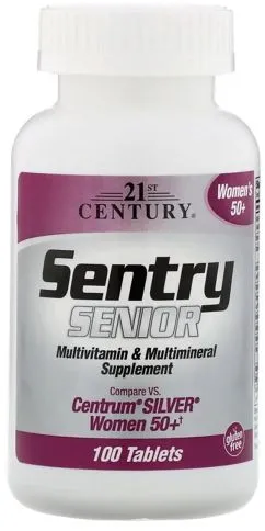 Мультивитамины и мультиминералы 21st Century для женщин 50+ Sentry Senior 100 таблеток (740985275429)