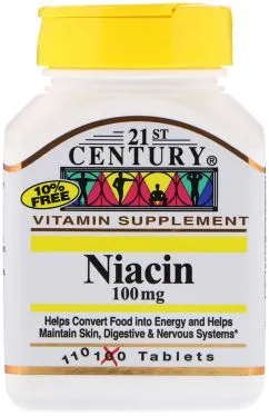 Вітаміни 21st Century  ніацин 100 мг 110 таблеток (740985213643)