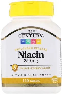 Витамины 21st Century Ниацин 250 мг 110 таблеток (740985228494)