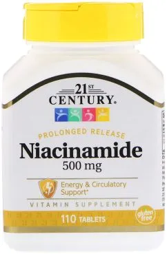 Витамины 21st Century ниацинамид 500 мг 110 таблеток (740985225509)