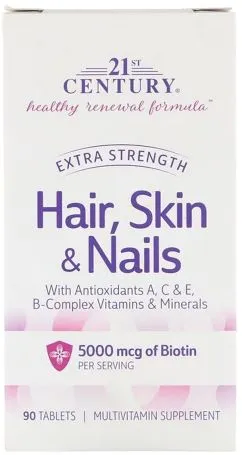 Витамины 21st Century Усиленная формула для волос кожи и ногтей Extra Strength 90 таблеток (740985278475)