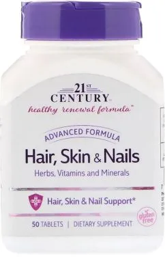 Витамины 21st Century Усовершенствованная формула для волос кожи и ногтей 50 таблеток (740985214343)