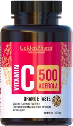 Витамин C Голден-Фарм Ацерола 100 таблеток со вкусом апельсина (4820183471246)