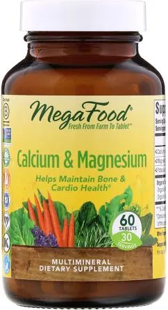 Кальций и Магний, Calcium & Magnesium, Mega Food 60 таблеток (51494102312)