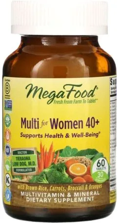 Мультивитамины для женщин 40+, Multi for Women 40+, Mega Food 60 таблеток (51494103210)