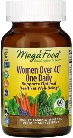 Мультивітаміни для жінок 40+, Women Over 40 One Daily, Mega Food 60 таблеток (51494102664)