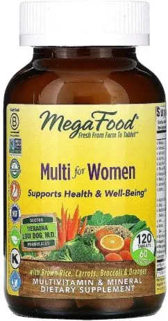 Мультивитамины для Женщин, Multi for Women, Mega Food 120 таблеток (51494103241)