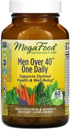 Мультивітаміни для чоловіків 40+, Men's One Daily, Mega Food 60 таблеток (51494102695)
