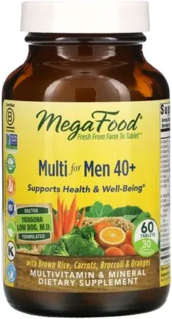 Мультивітаміни для чоловіків 40+, Multi for Men 40+, Mega Food 60 таблеток (51494103173)