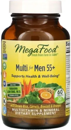 Мультивитамины для мужчин 55+, Multi for Men 55+, Mega Food 60 таблеток (51494102732)