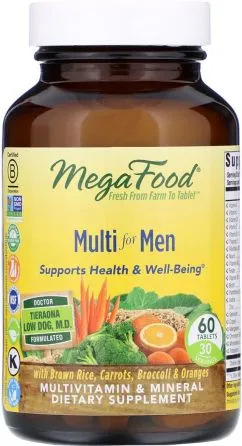 Мультивитамины для мужчин, Multi for Men, Mega Food 60 таблеток (51494103197)