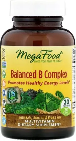 Сбалансированный комплекс витаминов В, Balanced B Complex, Mega Food 30 таблеток (51494101674)