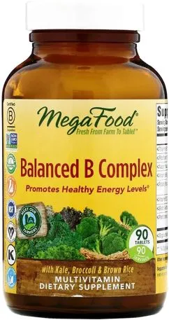 Збалансований комплекс вітамінів В, Balanced B Complex, Mega Food 90 таблеток (51494101667)