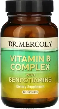 Комплекс витаминов B с бенфотиамином, Vitamin B Complex with Benfotiamine, Dr. Mercola 60 капсул (813006018340)