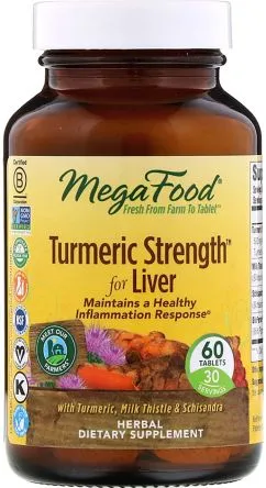 Сила куркумы для печени, Turmeric Strength for Liver, Mega Food 60 таблеток (51494103067)