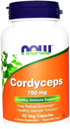 Грибы Кордицепс, 750 мг Now Foods Cordyceps, 90 капсул (733739030054)