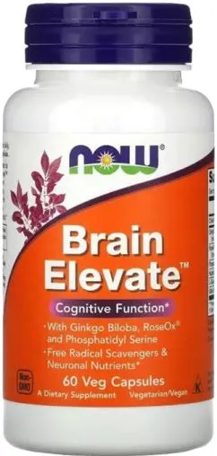 Комплекс для підтримки мозку, Brain Elevate, Now Foods 60 вегетаріанських капсул (733739033031)