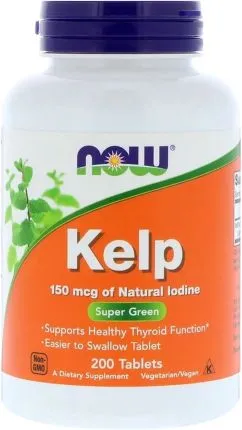 Натуральний йод (Ламінарія) Kelp, Now Foods 150 мкг, 200 таблеток (733739026804)