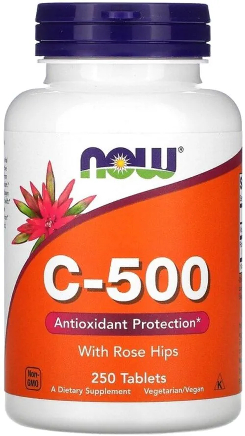 Вітамін C-500 із шипшиною, With Rose Hips, Now Foods 250 таблеток (733739006721) - фото №2