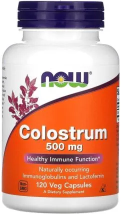 Молозиво, 500 мг, Colostrum, Now Foods 120 вегетарианских капсул (733739032164)