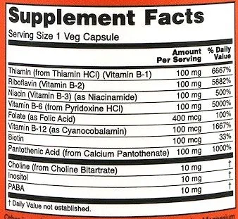 Витамины Now Foods B-100 100 веган-капсул (733739004369) - фото №2