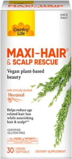 Вітаміни для волосся і шкіри голови Country Life Maxi-Hair & Scalp Rescue 30 капсул (015794050926)