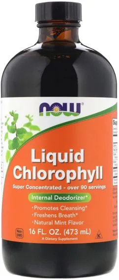 Натуральна добавка Now Foods Рідкий Хлорофіл, Liquid Chlorophyll, м'ятний смак, 473 мл. (733739026446)