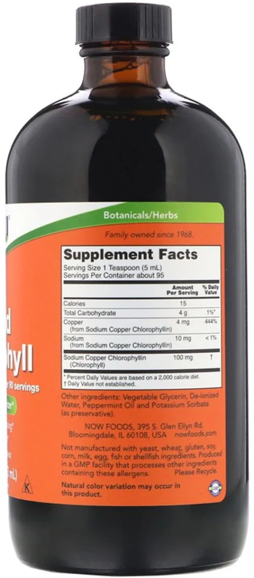 Натуральная добавка Now Foods Жидкий хлорофилл, Liquid Chlorophyll, мятный вкус, 473 мл. (733739026446) - фото №2