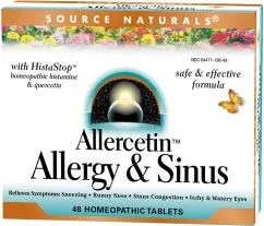 Натуральна добавка Source Naturals Рослинний Комплекс від Алергії, Allercetin, 48 таблеток для розсмоктування (21078011965)