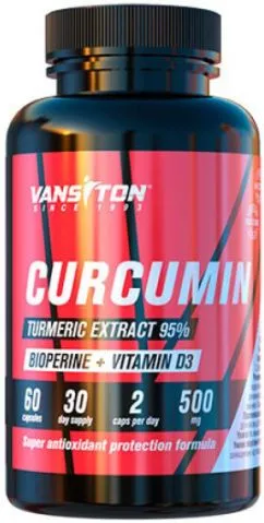 Натуральна добавка Vansiton Куркумін із Біоперіном + Вітамін D3 60 капсул (4820106591921)