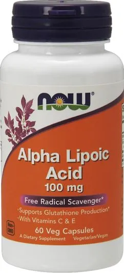 Натуральная примесь NOW Alpha Lipoic Acid 100 мг 60 капсул (733739030405)