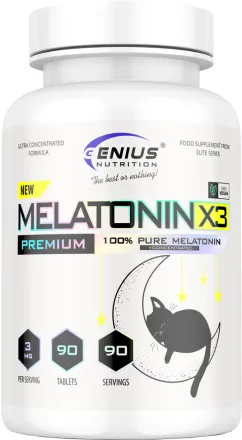Мелатонін Genius Nutrition Melatonin-X3 90 таблеток (7359392901680)