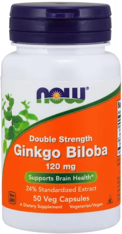 Натуральна добавка Now Foods Гінкго білоба, Ginkgo Biloba, Double Strength, 120 мг, 50 капсул (733739046826)