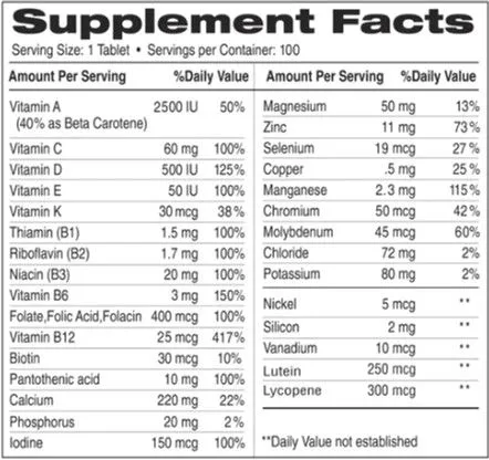 Витаминно-минеральный комплекс Earths Creation Multivitamin Century (A thru Z) Senior 100 таблеток (608786005600) - фото №2