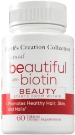 Примесь для кожи, волос, ногтей Earths Creation Beautiful Biotin 10000 mcg 60 таблеток (608786003279)