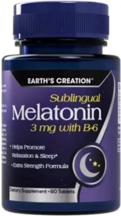 Домішка Earths Creation Melatonin 3 мг with B-6 60 таблеток (608786008007)