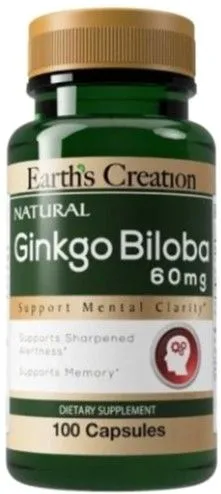 Примесь для мозга и психики Earths Creation Ginkgo Biloba 120 мг 60 капсул (608786009349)