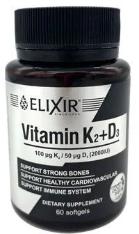 Витамин Elixir D3+K2 300 мг 60 капсул (4820071331416)