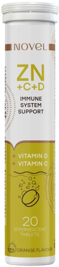 Вітаміни шипучі Novel Immune System Support Vitamin C + Zinc + D 20 таблеток (8586015311697)
