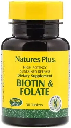 Біотин і Фолієва кислота, Nature's Plus, 30 таблеток (097467017924)