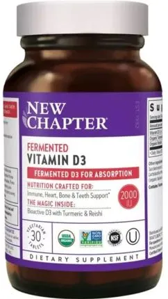 Ферментированный витамин D3, Fermented Vitamin D3, New Chapter, 30 таблеток (727783902627)