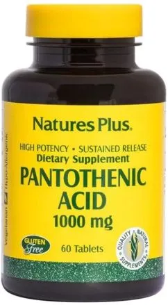 Пантотеновая кислота (B5), 1000 мг, Natures Plus, 60 таблеток (097467020603)