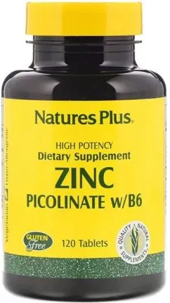 Пиколинат цинка с витамином B-6, Natures Plus, 120 таблеток (097467036253)