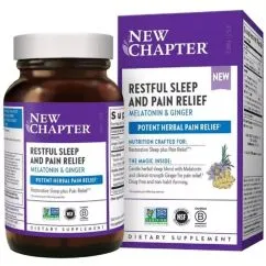 Спокойный безболезненный сон, Restful Sleep + Pain Relief, New Chapter, 30 вегетарианских капсул (727783903433)