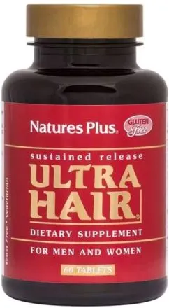 Комплекс для росту оздоровлення волосся для чоловіків і жінок, Ultra Hair, Natures Plus, 60 таблеток (097467048416)