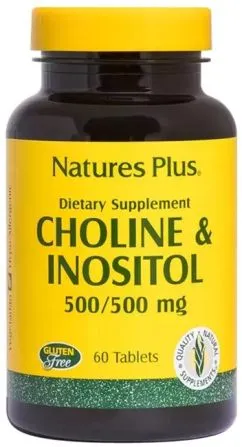 Холін і Інозитол, 500/500 мг, Natures Plus, 60 таблеток (097467021341)