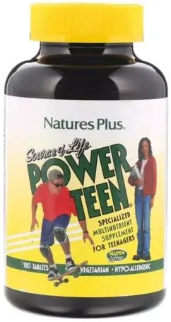 Мультивітаміни для підлітків, Source of Life, Power Teen, Natures Plus, 180 таблеток (097467299924)