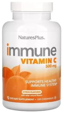 Вітамін С для імунітету, Natures Plus, 100 жувальних таблеток зі смаком апельсина (097467410060)